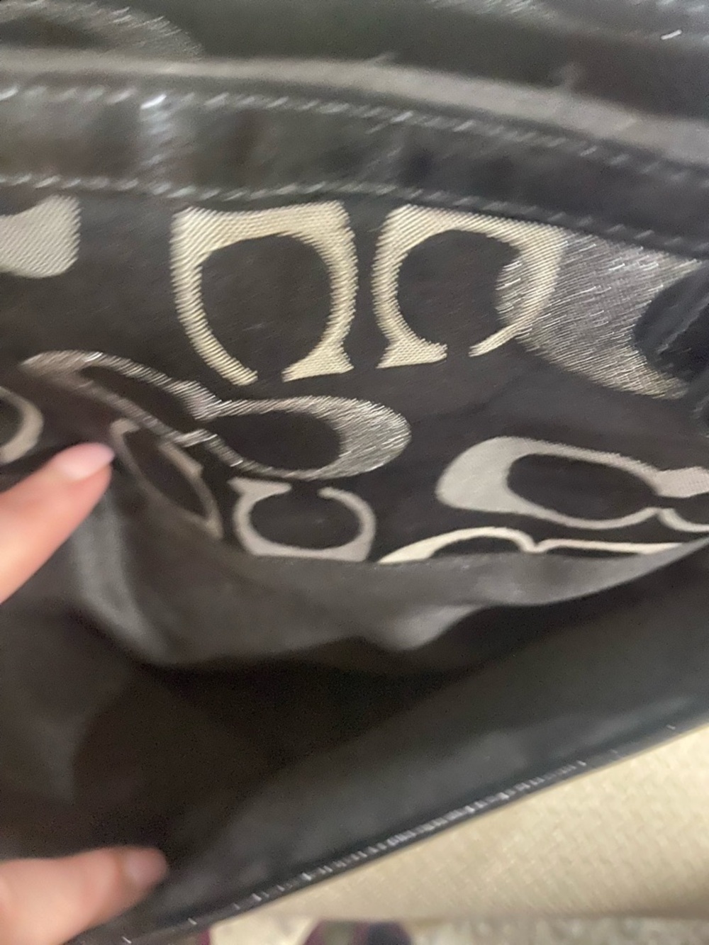 Coach Black and Silver Signature Logo Tote - Picture 5 of 14